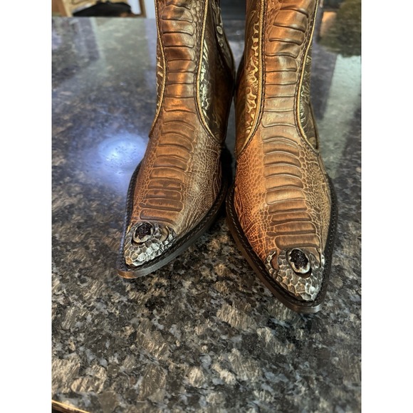 Giuseppe Zanotti Rare Vintage Gold Tooled Leather Western Cowboy Boots NEW 8.5 - Picture 7 of 16
